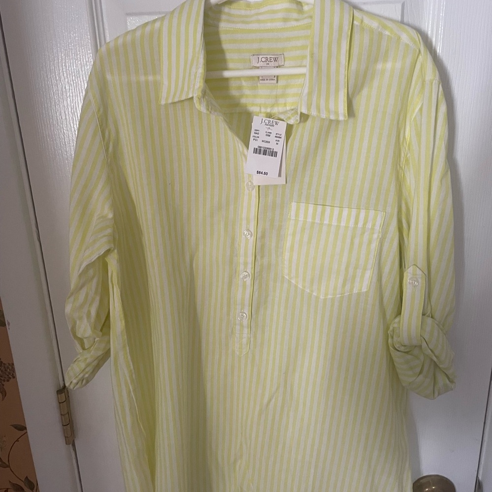 J. Crew Women's Yellow Striped Button Down Shirt